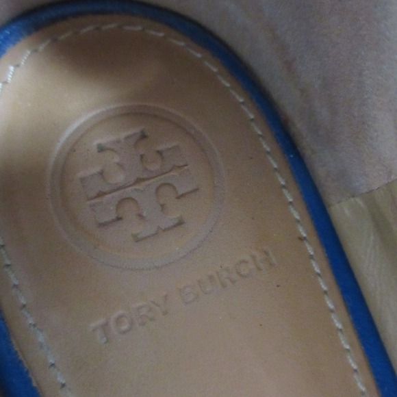 Tory Burch Ballet Flats Women 9.5 Blue Leather Logo Medallion Designer Chic 386 - Picture 9 of 14